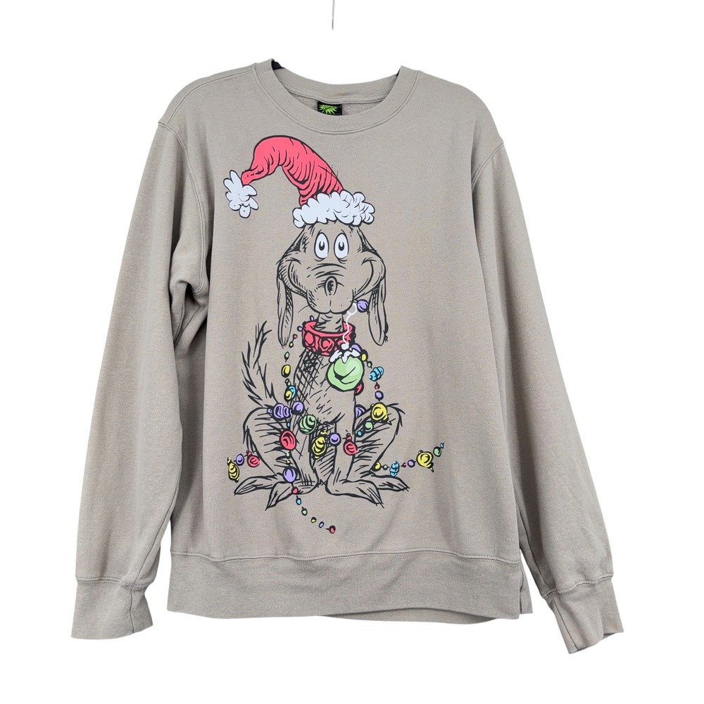 Mad Engine Dr Seuss The Grinch Max Sweatshirt Women LG Cotton Poly Tan
